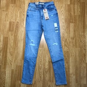 levi's women's sz 4 med 721 high rise skinny jean slim  hip thigh 27x30 Distress